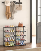 5-Tier Small Shoe Rack, Narrow Space-Saving Organizer for Small Spaces, Non-Woven Fabric Lightweight Shoe Shelves, for Closet Floor, Front Door, Entryway, Kids/Toddler/Adults, Black