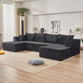 130" Modular Sectional Sofa,Modular Cloud Sofa,U-Shaped Cloud Couch with High-Density Foam & Corduroy Fabric,Boneless Couch Deep Seat Couch for Living Room Apartments Bedroom No Assembly Required ﻿