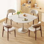 Dining Chairs Set of 2 for Kitchen Dining Table Mid Century Modern Farmhouse Upholstered Linen Dining Room Chairs with Metal Legs, Walnut Beige