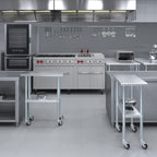 AmGood 30" x 15" Stainless Steel Work Table with Casters | Heavy Duty Metal Utility Table On Wheels | Kitchen Island Cart