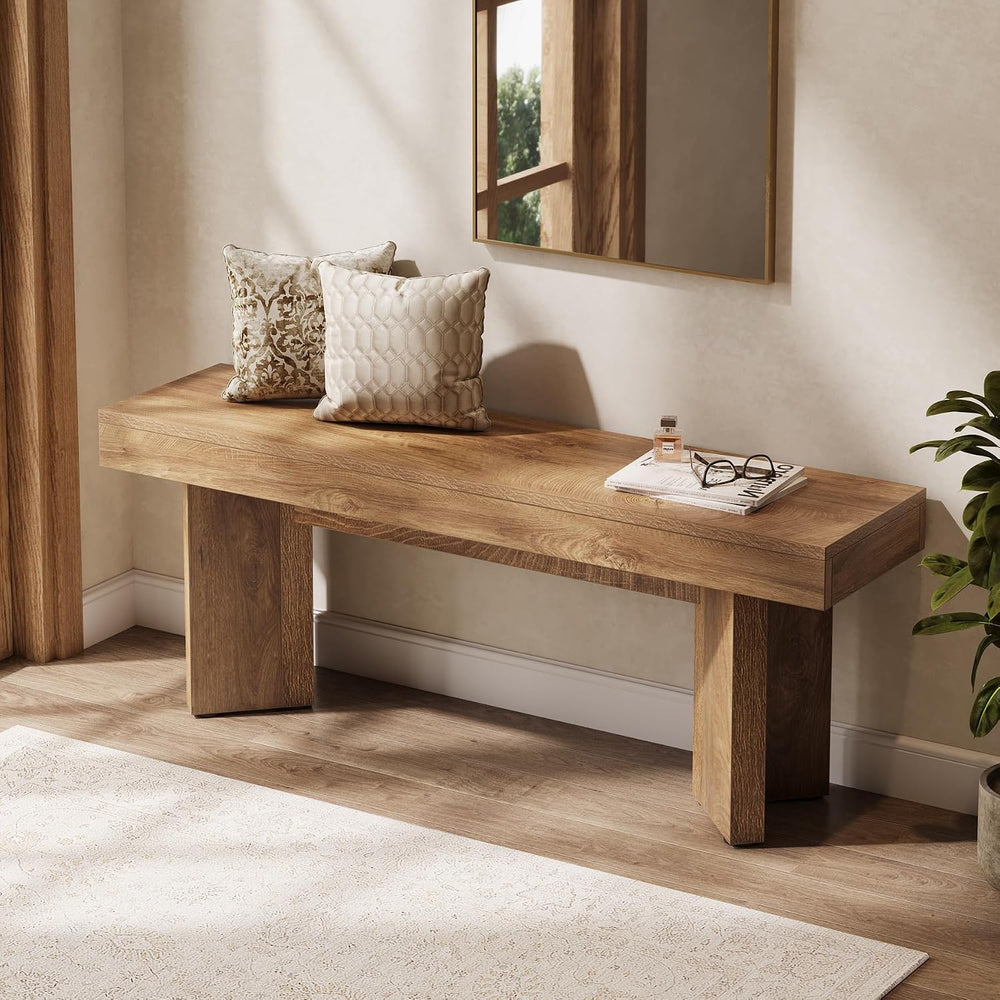 Tribesigns 47" Wooden Entryway Bench, Farmhouse Indoor End of Bed Bench,...