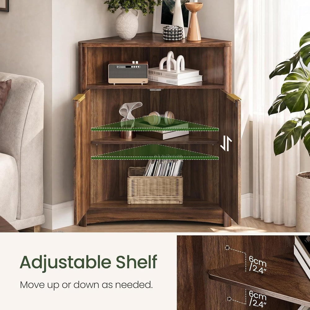 CHOEZON Corner Cabinet, Corner Storage with Fluted Panels and Adjustable Shel...