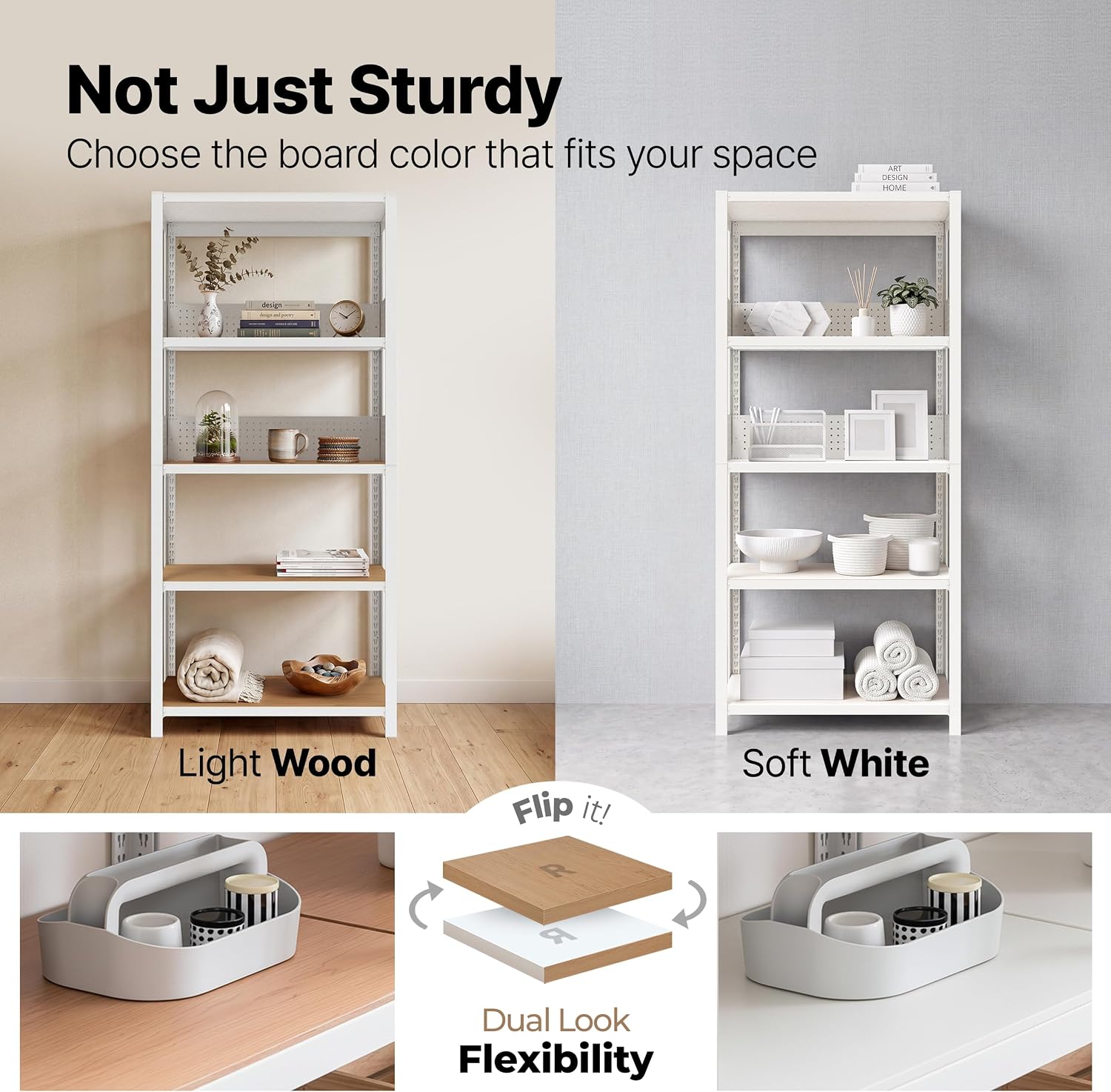 House White 32" W 5 Tier Rolling Pegboard Storage Cart Wheels | Rolling utility cart with lockable wheels and pegboards for kitchen, laundry, pantry and garage storage