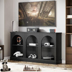 Tribesigns TV Stand for 55/60/65 Inch TV, Farmhouse Entertainment Center with Storage Cabinets, Modern Media Television Console Table for Living Room Bedroom, Black