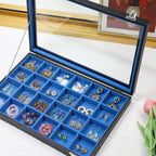 Stratalife Earring Organizer Jewelry Tray with See-through Lid Jewelry Holder Organizer Jewelry Organizer Box Jewelry Storage Crystal Holder Rock Collection Box 24 Grid (Blue Black)