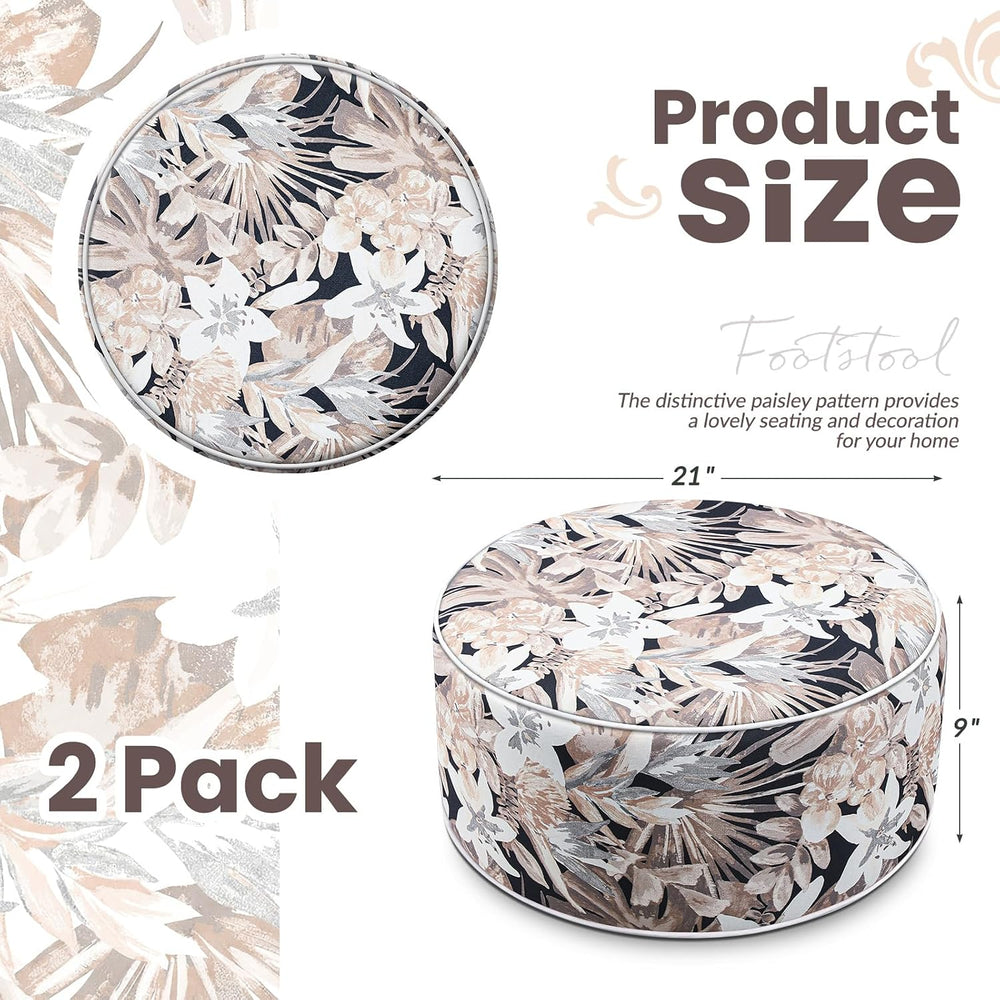 Cinnvoice 2 Pcs Inflatable Outdoor Ottoman Pouf Waterproof Round Footrest wit...
