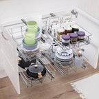 Pull Out Cabinet Organizer 20" W X 17" D, Slide Out Drawers For Kitchen Cabinets, Pull Out Drawers For Cabinets Capacity Heavy Duty Caddy, Cabinet Pull Out Shelves Chrome-Plated, Bathroom Pantry