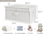 StorageWorks Extra Large Storage Bins with Lids, 55L Decorative Organizer with Divider Board, Fabric Boxes with Handles, Khaki and Beige Stripes, 2-Pack