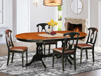 East West Furniture PLKE5-BCH-LC 5 Piece Dining Room Furniture Set Includes an Oval Kitchen Table with Butterfly Leaf and 4 Faux Leather Upholstered Dining Chairs, 42x78 Inch, Black & Cherry