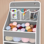 Univivi 5-Shelf Fabric Door Storage Over Door Hanging Organizer with 4 Large Pockets and 3 Small PVC Pockets Nursery Closet Cabinet Wall Mount Hanging Storage Organizers for Baby Nursery (Grey)