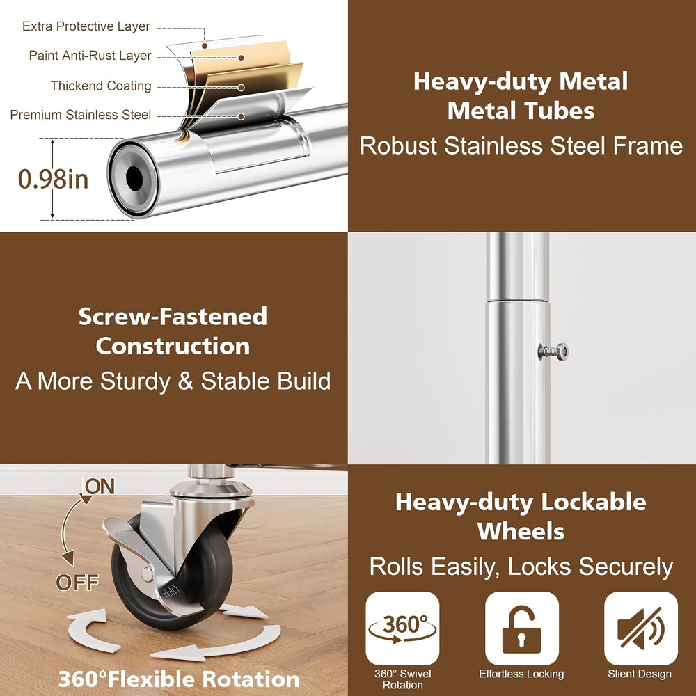Heavy Duty Clothes Rack with Wheels for Hanging Clothing