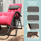Outsunny Zero Gravity Chair, Reclining Lounge Chair with Cushion,Red | Padded, Folding, Infinity, Side Tray, Indoor Outdoor, Supports up to 264 lbs