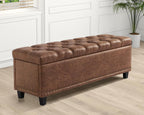Grepatio 51" Ottoman Storage Benches, 30 Gallons End of Bed Storage Bench, Large Rectangular Ottoman, Button-Tufted Ottomans with Storage for Living Room Bedroom, Foot of Bed (Brown)