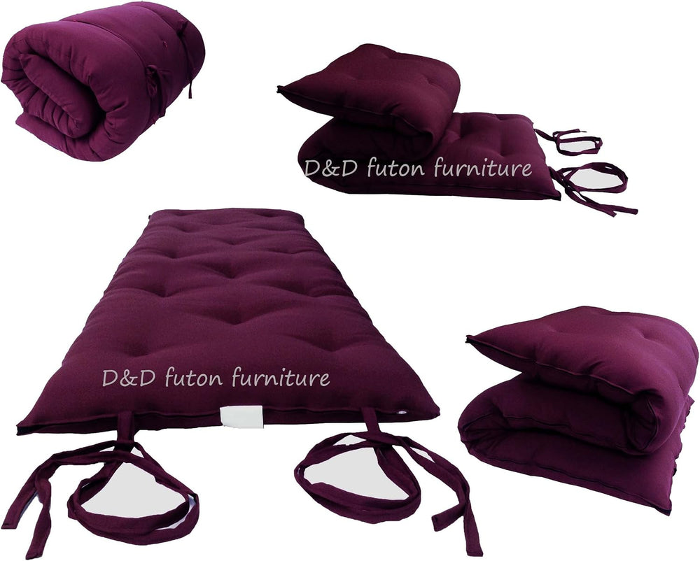 D&D Futon Furniture Cotton/Foam Traditional Japanese/Thai Floor Rolling F...