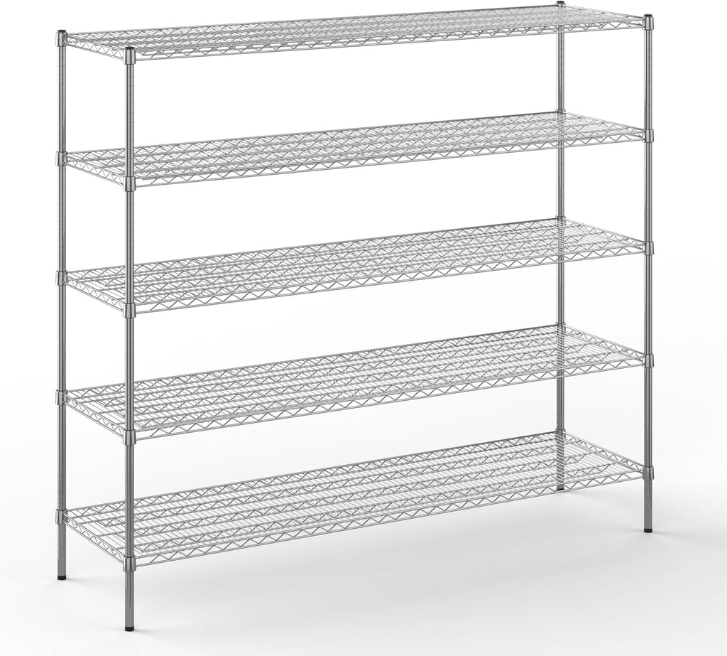 21" Deep x 72" Wide x 64" Height Wire Shelving Kit | 5-Tier | NSF Commercial Storage Rack Unit