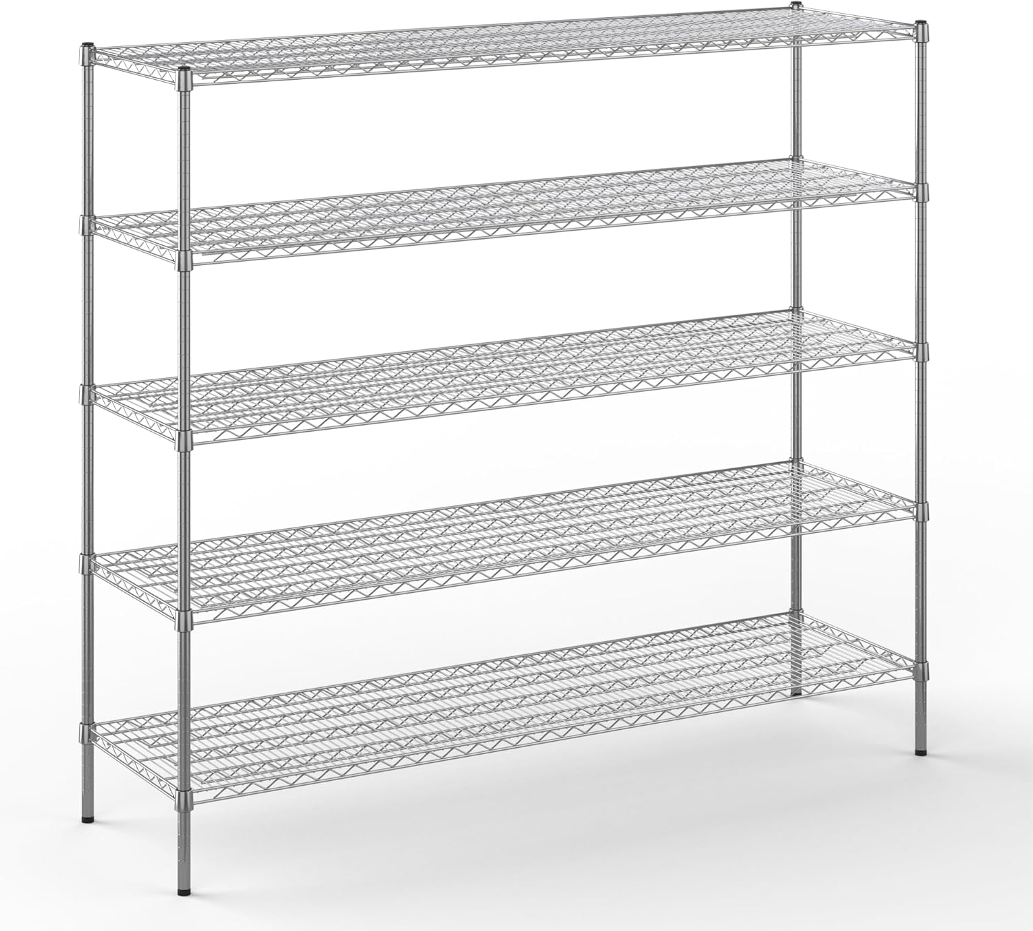 21" Deep x 72" Wide x 64" Height Wire Shelving Kit | 5-Tier | NSF Commercial Storage Rack Unit