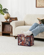 B FSOBEIIALEO Route 66 Storage Ottoman Bench, Faux Leather Foot Rest Seat for Living Room, Storage Organizer 16.54"x12.6"x12.6"