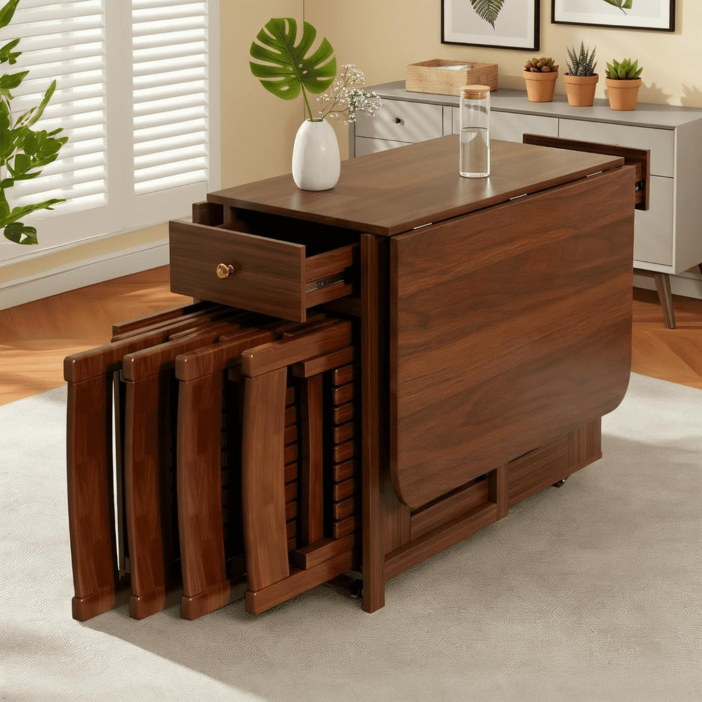 Drop Leaf Table and Chairs - 51" Fully Assembled Folding Dining Table 4-...