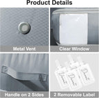 Comforter Storage Bag - Large Capacity Blanket Storage Bags 3-Layer Ultra Space Saving Self Compression Organizer, Washable Compression Bags for Storage Comforter Blanket, 2-Pack, Grey