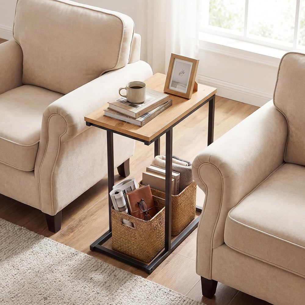 Giantex C-Shaped End Table, Set of 2 Small Sofa Couch Side Table that Slide U...