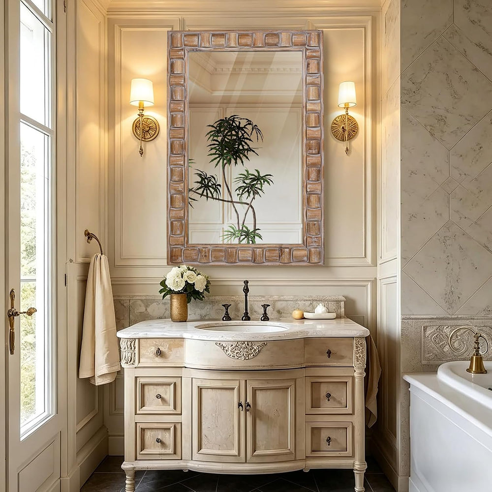 36x24 Inch Rustic Rectangle Wall Mirror