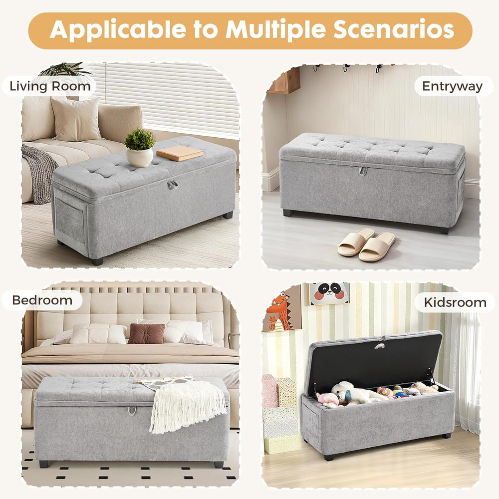 Storage Ottoman Bench with Lift Top, End of Bed Bench for Bedroom, Living Roo...