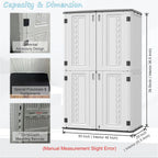 Vertical Resin Storage Shed, 52 Cubic Feet Outdoor Storage Cabinet Waterproof for Garden/Backyard/Home/Pool, Customized Shelves & Lockable(Off White)