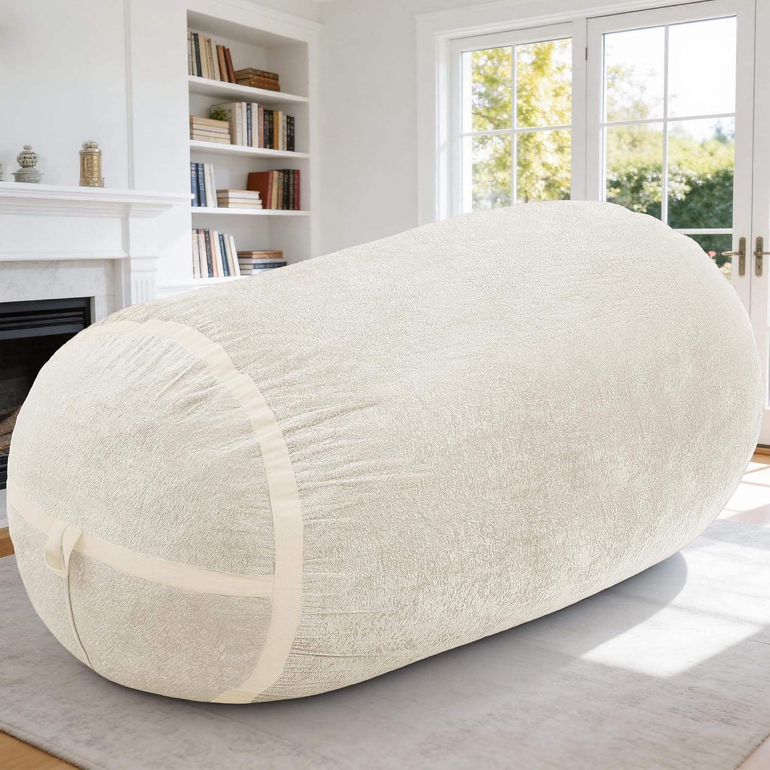 Homguava 6FT Bean Bag Chair Giant Bean Bag Chairs for Adults with Memory Foam Filled,Beanbag Chair with Soft Faux Fur Cover,Comfy Bean Bag Sofa Lounger for Living Room,Game Room,Bedroom