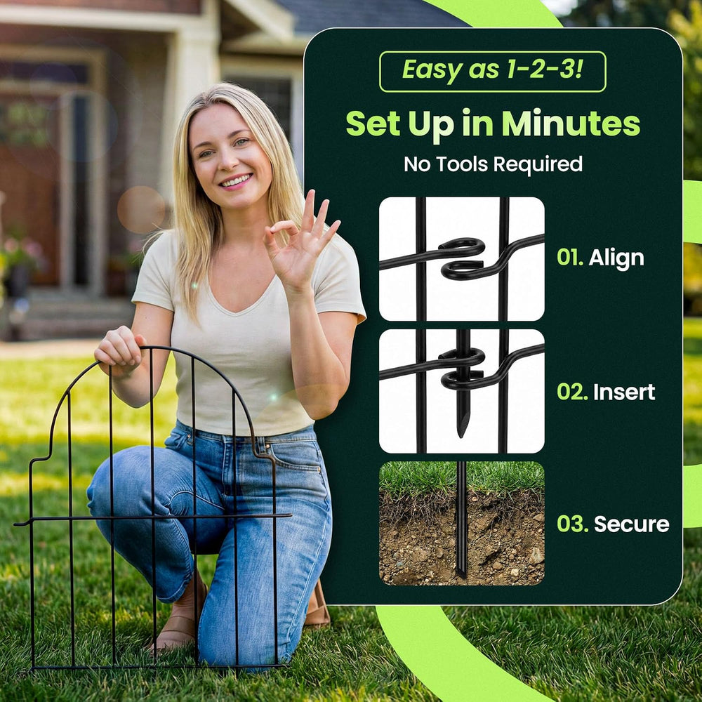 Decorative Garden Fence Panels 19 Pack - 16in (H) x 20ft Metal Animal Barrier...