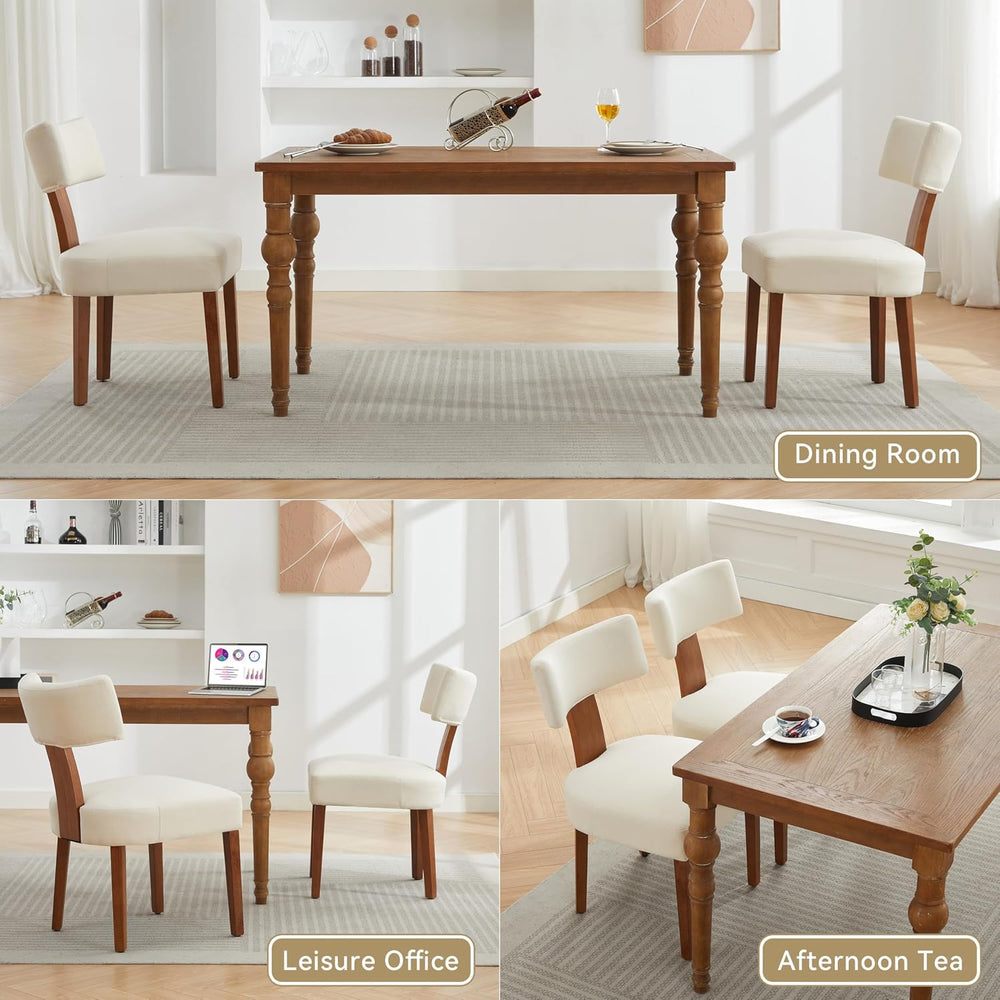 Mid-Century Modern Dining Chairs Set of 4, Upholstered Linen Fabric Kitchen C...