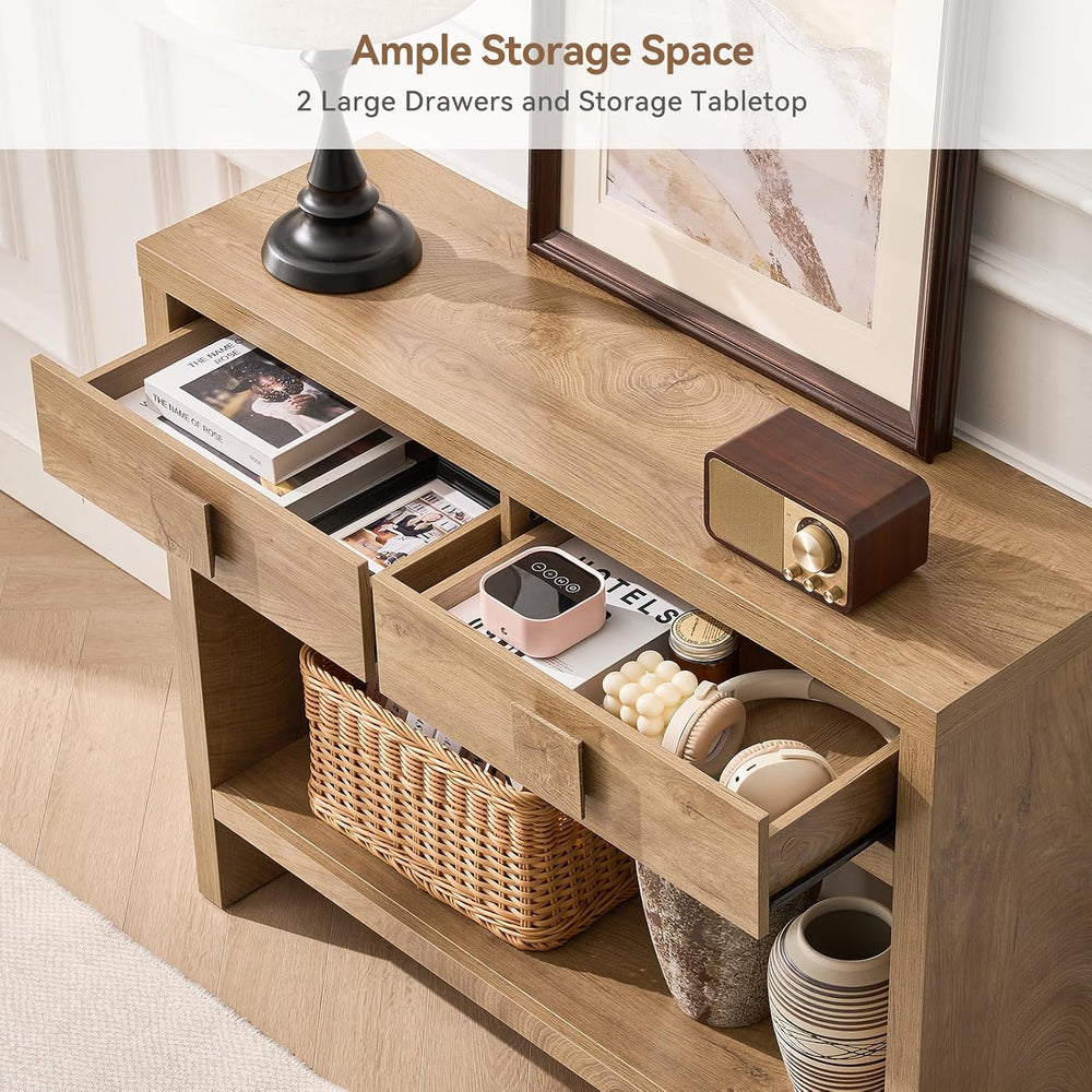 ONBRILL 40 Inch Narrow Console Table with Drawers and Open Shelves | Entryway...
