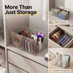 Acrylic Belt Organizer, 2 Pack Clear Belt Storage Box with 4 Adjustable Compartments, Stackable Durable Acrylic Belt Holder, Anti-Scratch Belt Display Case for Closet and Drawer Organization