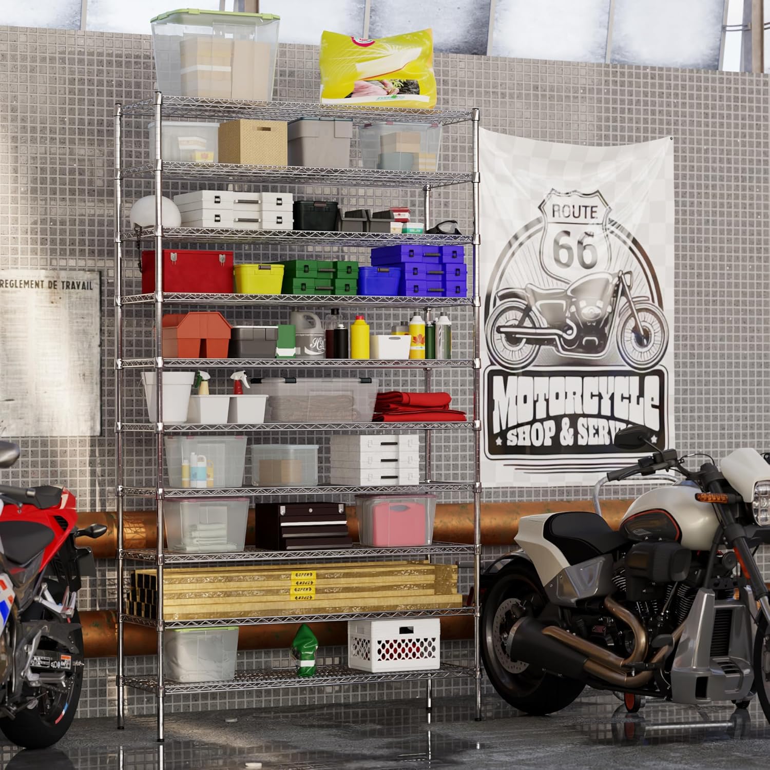 18" Deep x 54" Wide x 96" Height Wire Shelving Kit | 10-Tier | NSF Commercial Storage Rack Unit