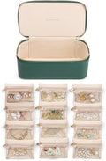 Vlando Gifts for Teachers,Jewelry Case with 12 Velvet Jewelry Bags Travel Jewelry Organzier for Travelers Necklace Rings Earrings Jewelry Bags Birthday Wedding Gifts (Green)