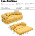 ZEIINPA Convertible Floor Sofa Bed with Fixed-Shape Frame, Modular Corduroy Folding Mattress Couch with Armrest, Floor Sofa Lounge Couch for Living Room Bedroom Lounge Studio -Yellow