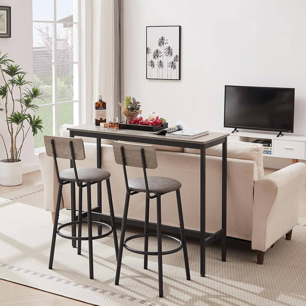 43.31" Bar Table Set for 2, Counter Height Dining Table with PU Upholste...