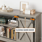 IDEALHOUSE Farmhouse Tv Stand for 65 inch TVs, Entertainment Center with Sliding Barn Doors and Adjustable Shelf, Modern Storage Media TV Console TV Stand Table for Living Room, Bedroom, Grey