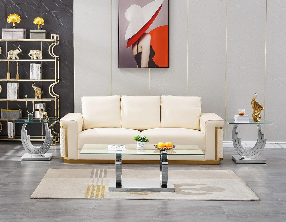Luxury Silver Glass End Table Modern Square Sofa Side Table with Mirrored Sta...