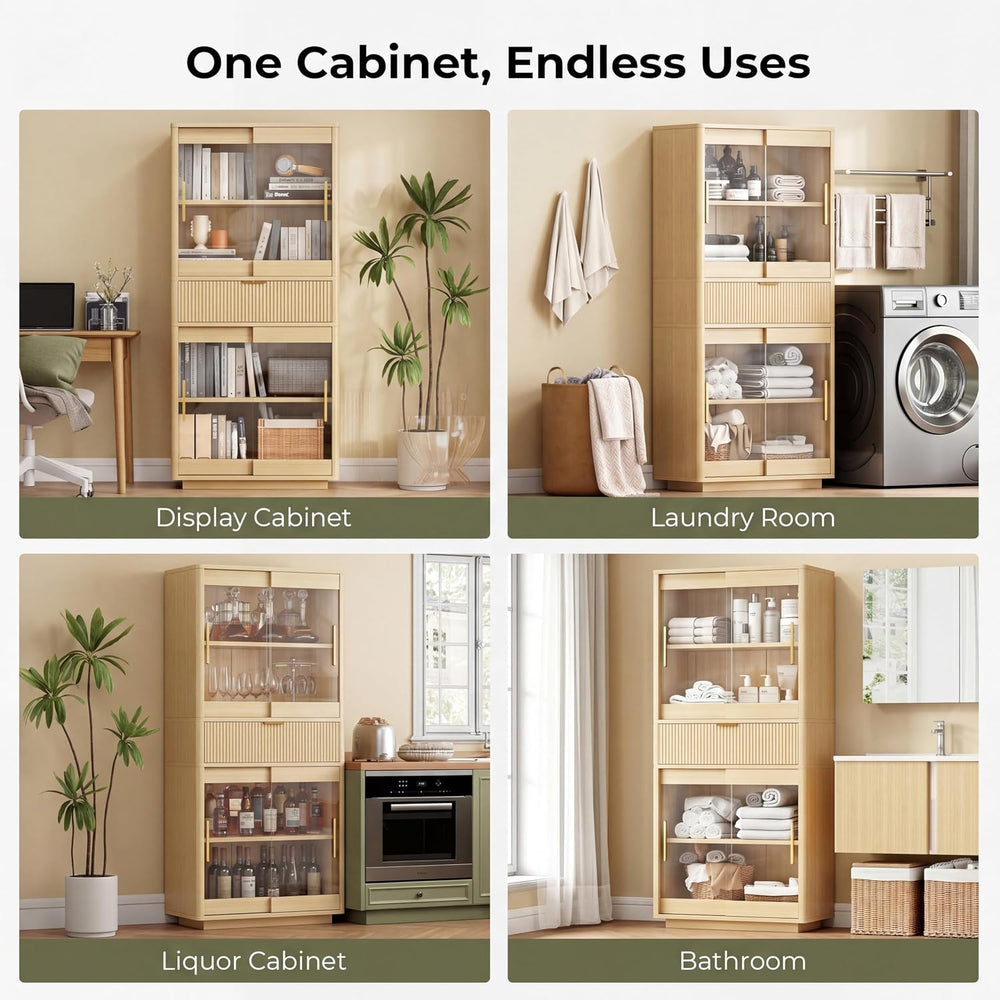 IRONCK 69" Tall Kitchen Pantry, Modern Farmhouse Fluted Kitchen Storage ...