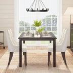 COLAMY 7-Piece Dining Table Set for 6, 60" Rectangular Kitchen Wood Table with 6 Wingback Dining Room Chairs, Brown/Beige