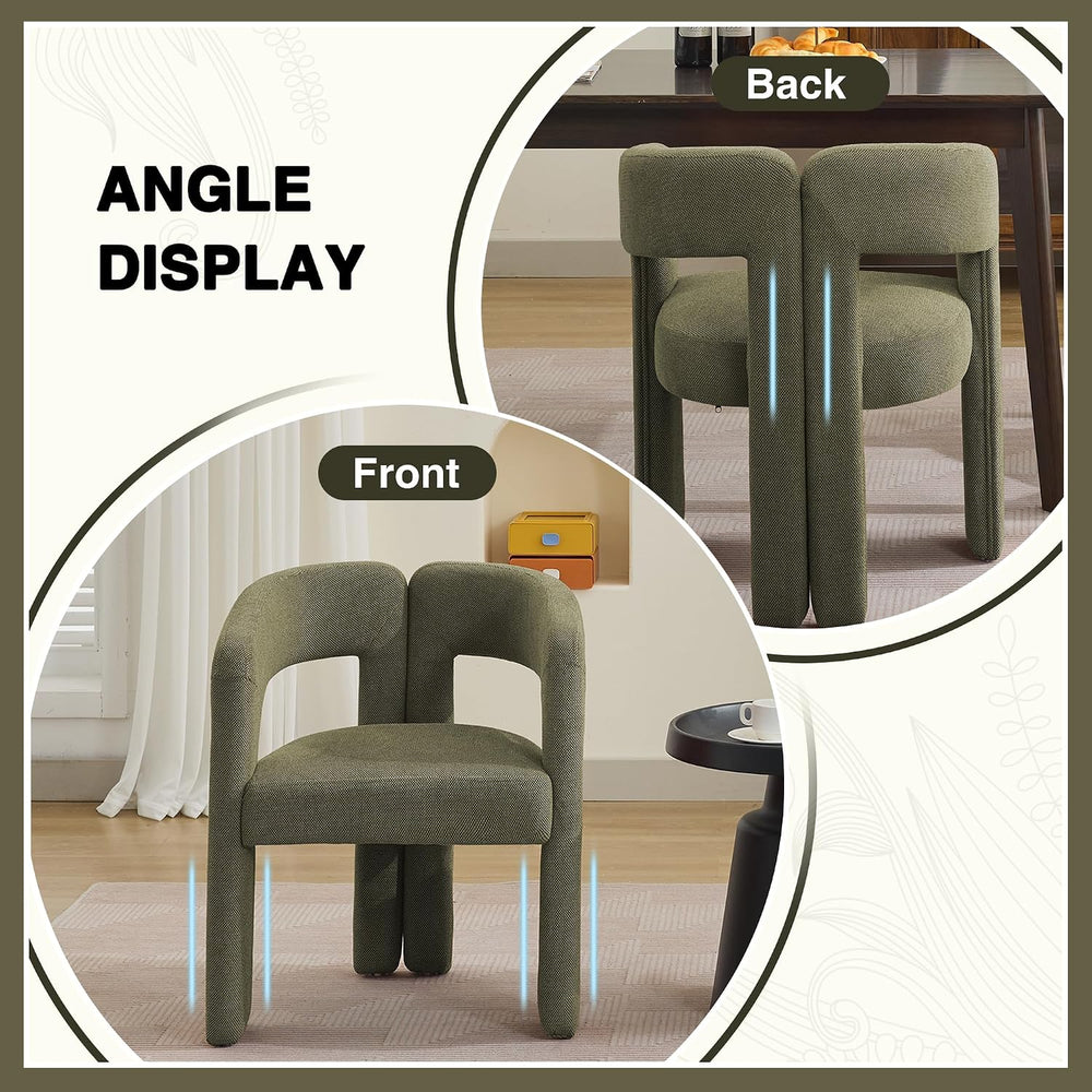 adochr Modern Barrel Dining Chairs Set of 6, Upholstered Linen Dining Room Ch...