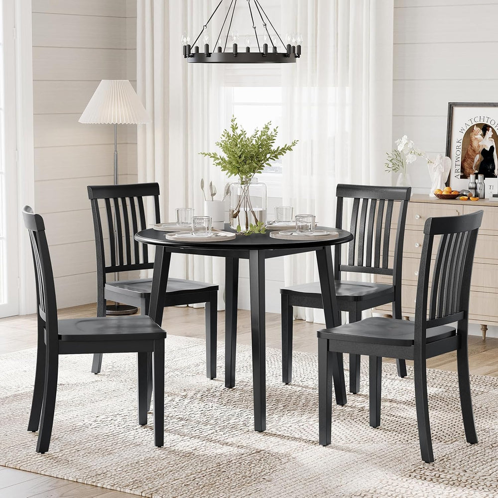 COLAMY Wooden Dining Room Chairs Set of 4, Spindle High Back Windsor Kitchen ...
