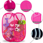 BATTOO Deluxe Strong Mesh Pop up Laundry Hamper Basket with Side Pocket for Laundry Room, Bathroom, Kids Room, College Dorm or Travel 3 Pack Blush