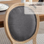 Upholstered Dining Chairs Set of 6 French Country Oval Fabric Back Kitchen Side Chair with Wood Legs for Dining Room, Kitchen, Restaurant(Dark Grey-Fabric)