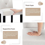 VECELO Upholstered Dining Chairs Set of 6, Modern Fabric and Solid Wood Legs & High Back for Kitchen/Living Room- Beige