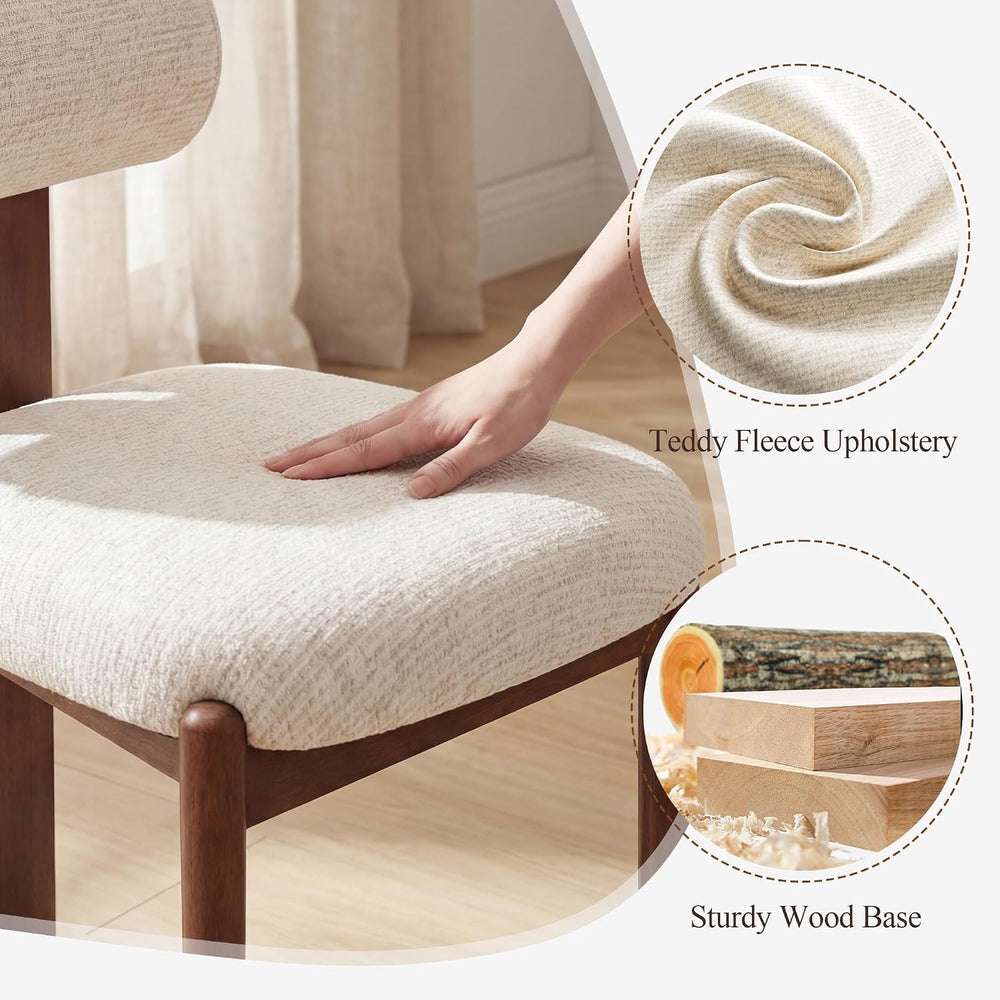 MALOL Upholstered Dining Chairs Set of 2, Wooden Kitchen Chair, Beige