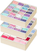 Simple Houseware Sock Drawer Organizer for Dresser/Closet/Bedroom, 3 Pack, Beige