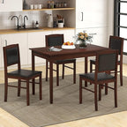 NAFORT 5 Piece Dining Table Set for 4, Farmhouse Solid Wood Kitchen Table Chairs Set of 4, Mid-Century Modern Dinette Set w/Upholstered Dining Chairs, 4 Seat Dining Room Table for Kitchen,Office