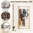 Hijab Organizer, 10 Tier Metal Scarf Holder Organizer, Freestanding Scarf Shawl Display Stand Belt Holder for Boutique, Retail Store, Bedroom, Clothing Store(Gold,47.2" X 23.6" X 4")