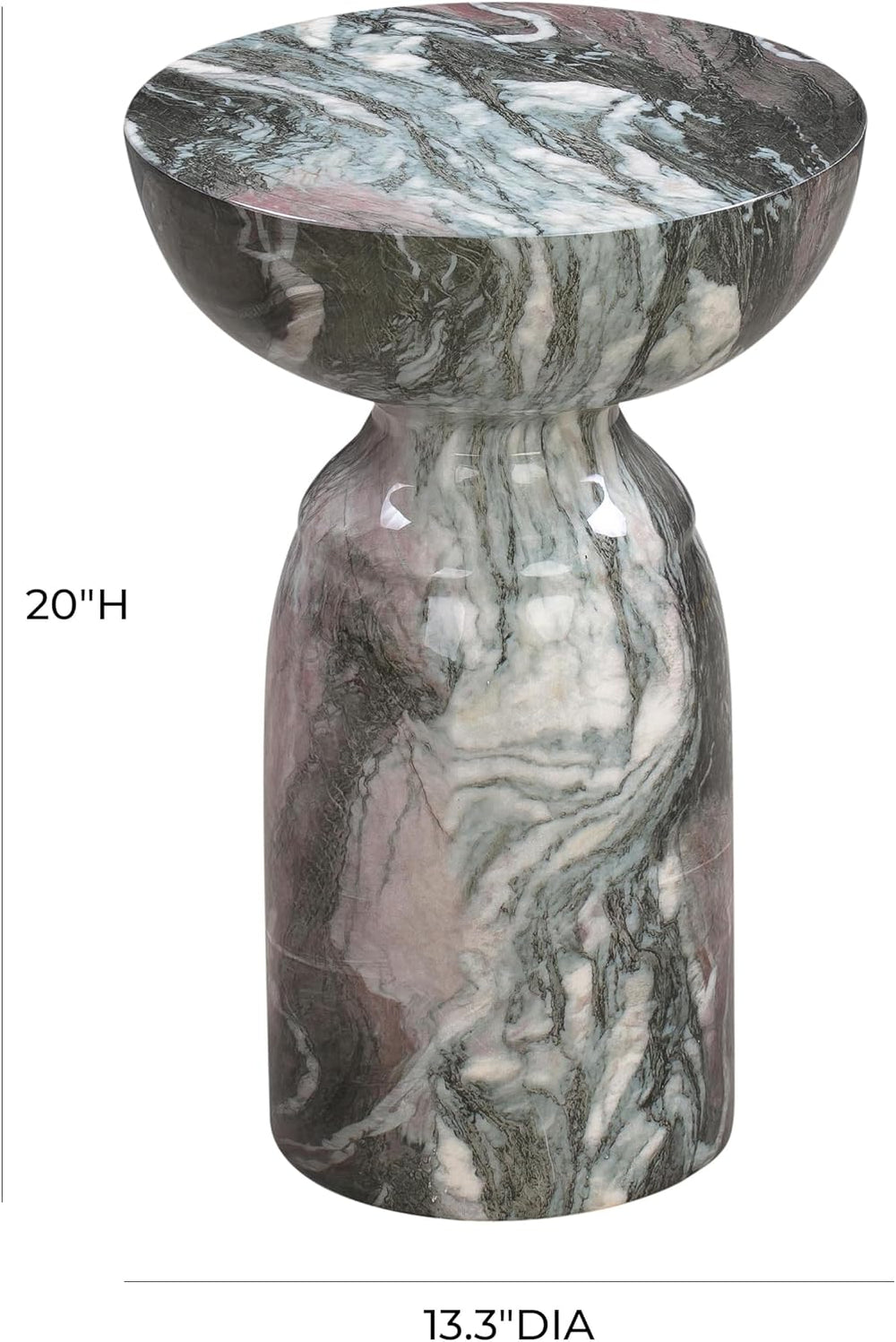First of a Kind Grey Concrete Side Table with Marble Print Finish - Durable A...